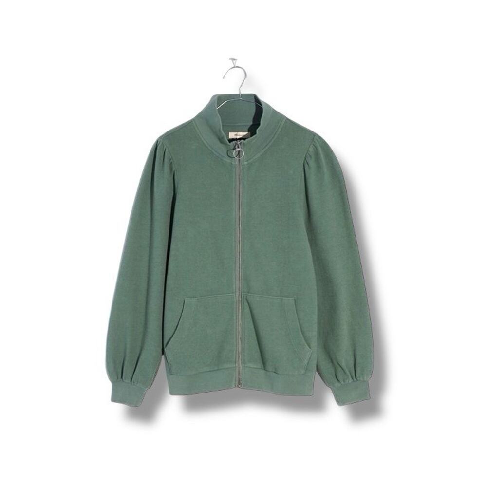 Madewell Size XL Green Garment-Dyed Terry Zip-Up Sweatshirt Simply Sage NG568